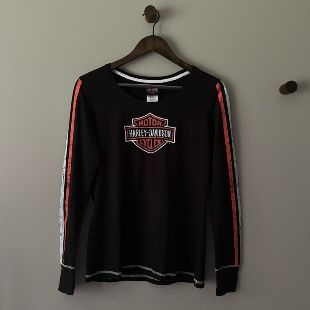 HARLEY DAVIDSON LONG SLEEVE THUMB HOLES & STRIPES Z&M GREENSBURG PA SIZE LARGE